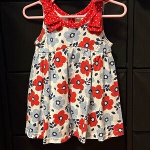 Floral Red and Blue Kids Dress